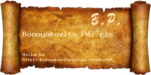 Bosnyakovits Páris névjegykártya